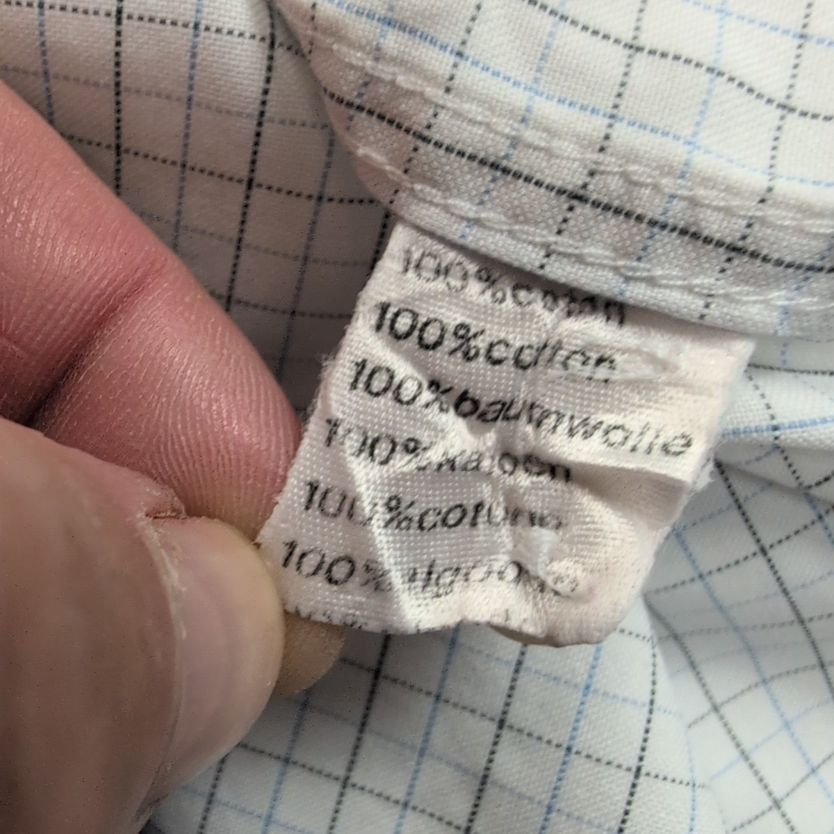 Chemise Lacoste M 40 Blanche Carreaux Bleus Vintage Logo Brodé Coton