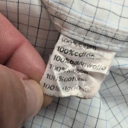Chemise Lacoste M 40 Blanche Carreaux Bleus Vintage Logo Brodé Coton
