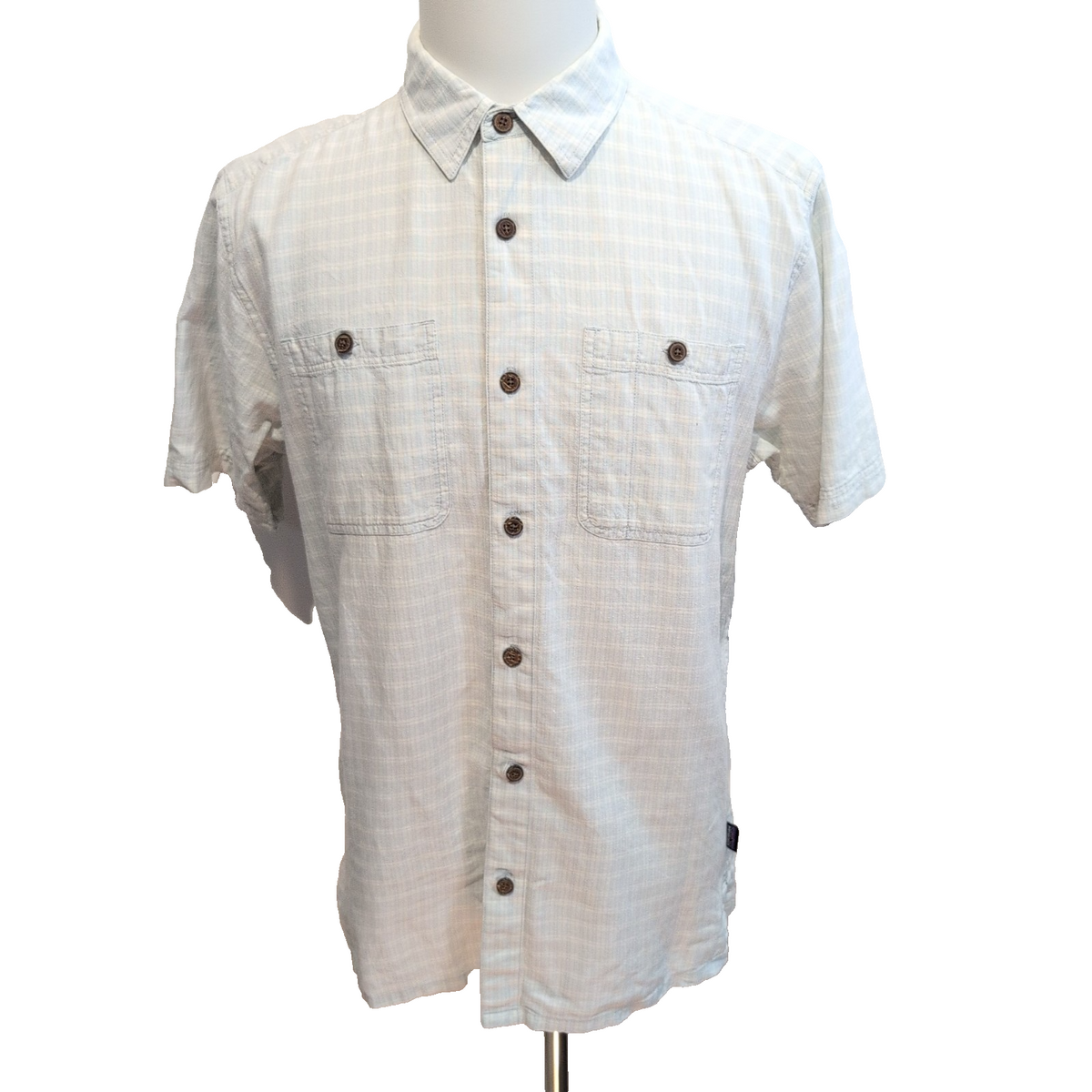 Chemise Patagonia M Bleu Carreaux Chanvre Coton Manches Courtes