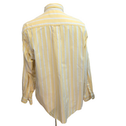 Chemise Nautica L Jaune Pâle Rayures 100% Coton Logo Boussole Rare