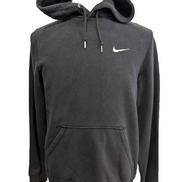 Sweat à Capuche Nike Vintage Noir - Logo Brodé - Coton Épais - Taille S