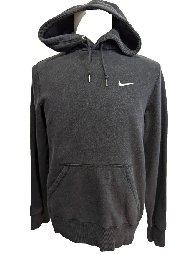 Sweat à Capuche Nike Vintage Noir - Logo Brodé - Coton Épais - Taille S