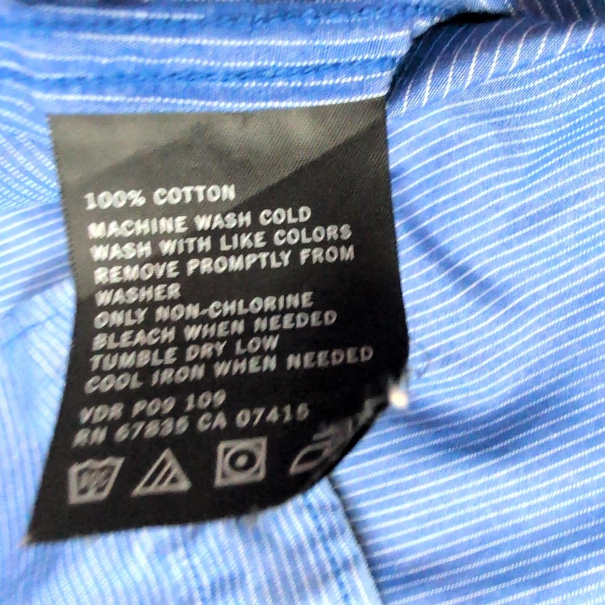Chemise Nautica L Bleu Rayures 100s Two Ply Coton Logo Poche manches longues
