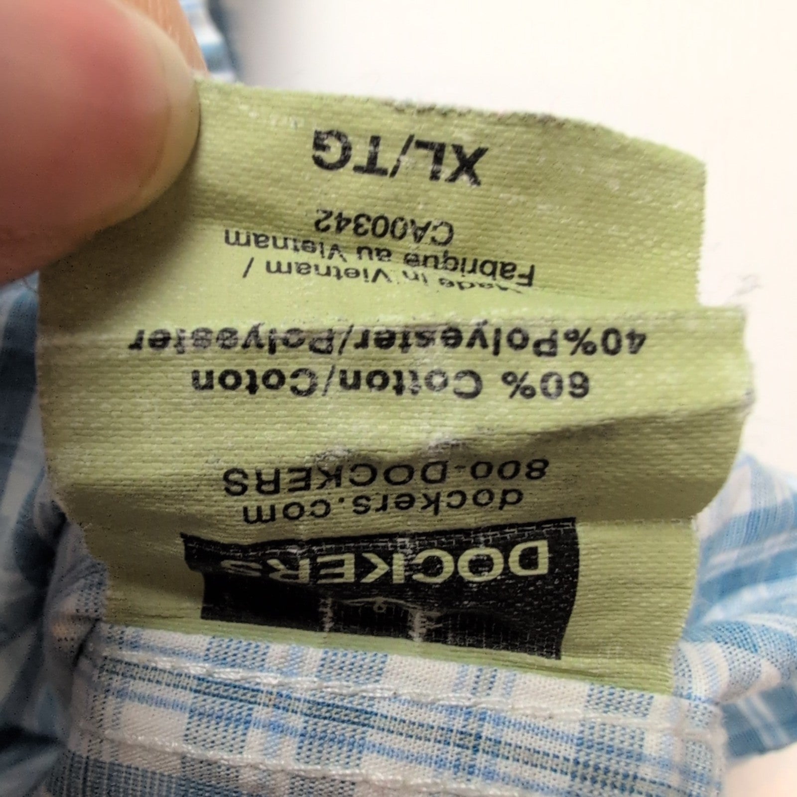 Chemise Dockers modèle bleu carreaux poche logo manches courtes XL/XXL