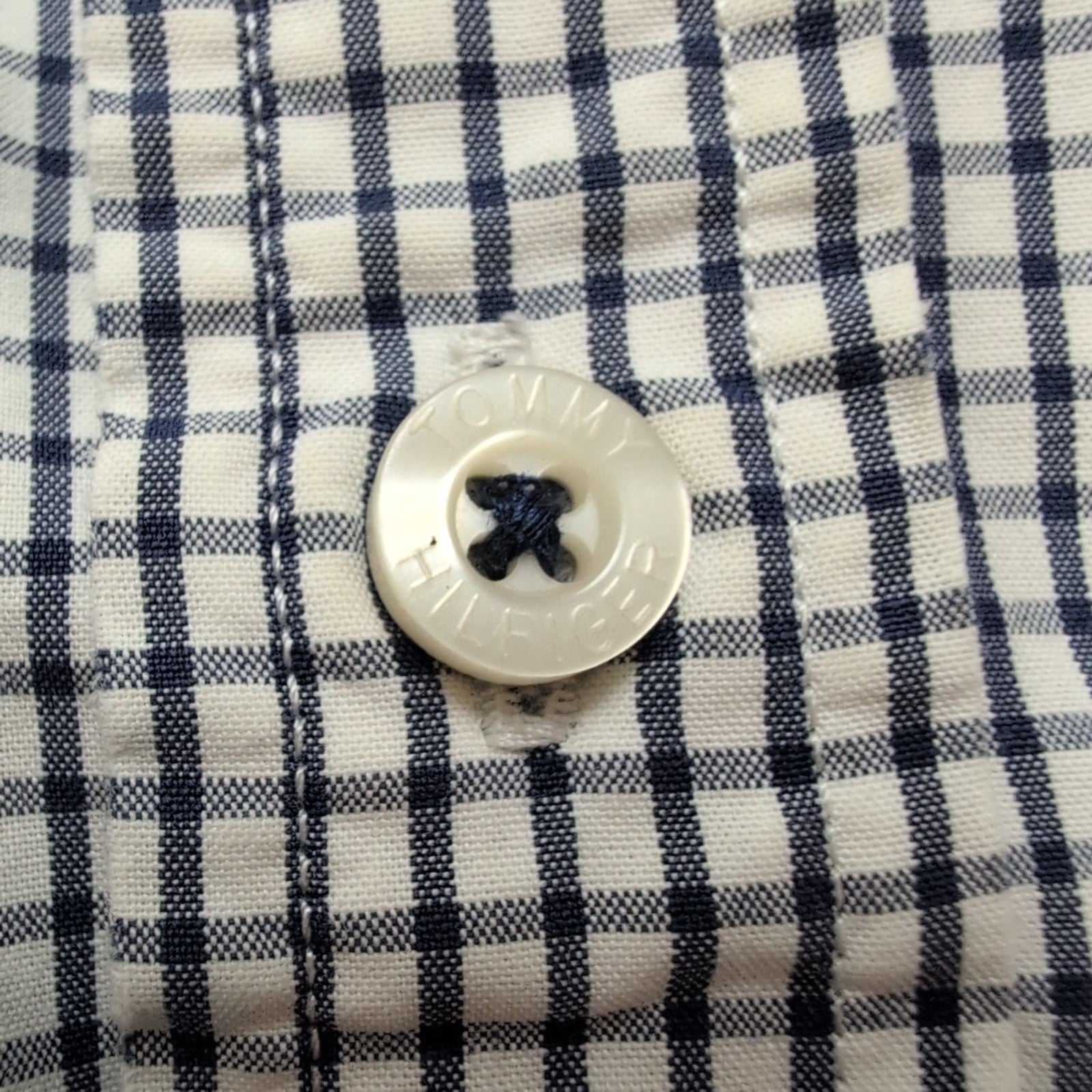 Chemise Tommy Hilfiger à Carreaux Bleu Foncé et Blanc 1 Poche - Taille L