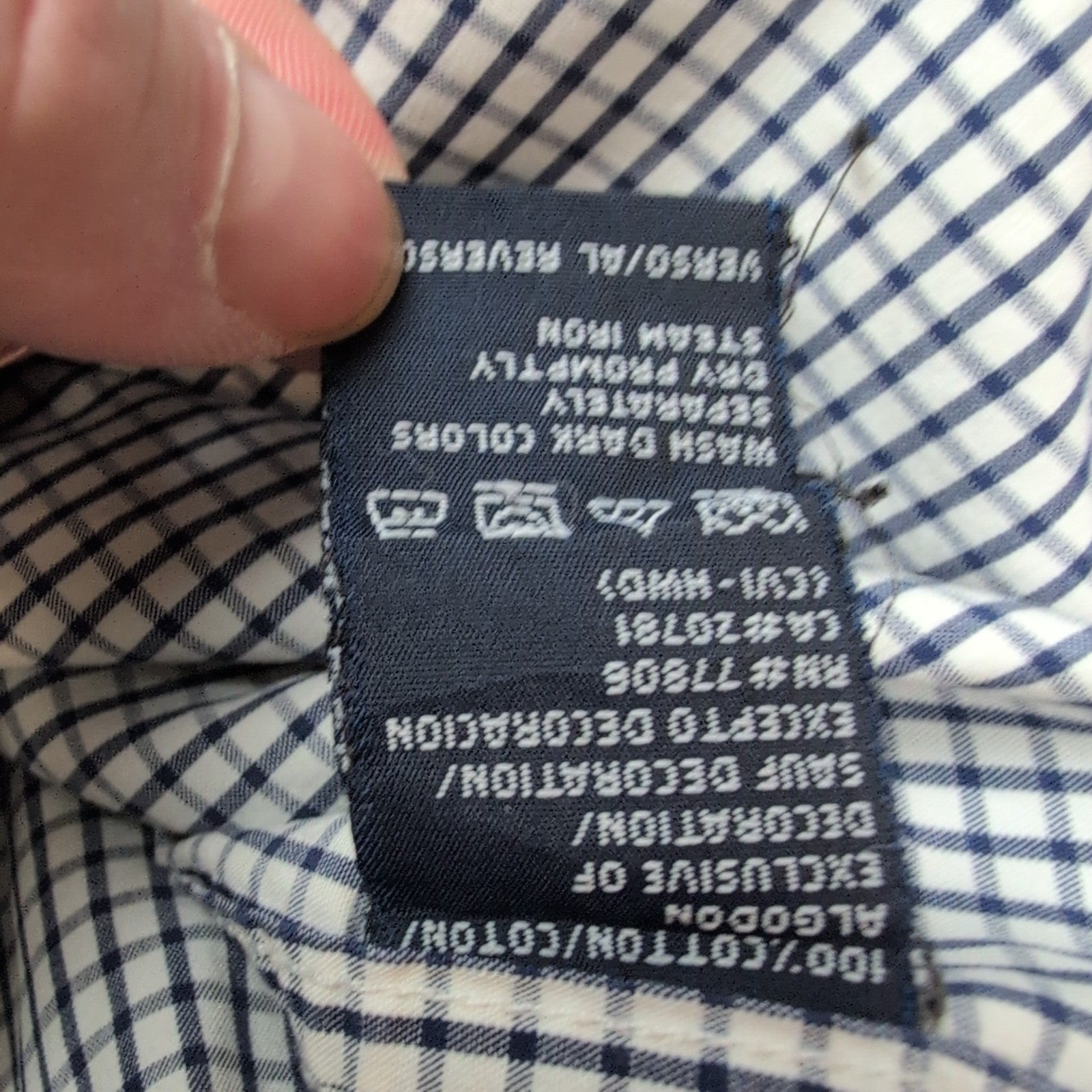 Chemise Tommy Hilfiger à Carreaux Bleu Foncé et Blanc 1 Poche - Taille L
