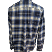 🌲 CHEMISE FLANELLE PERFORMANCE CHAPS M (M) CARREAUX BLEU BLANC LOGO CUIR