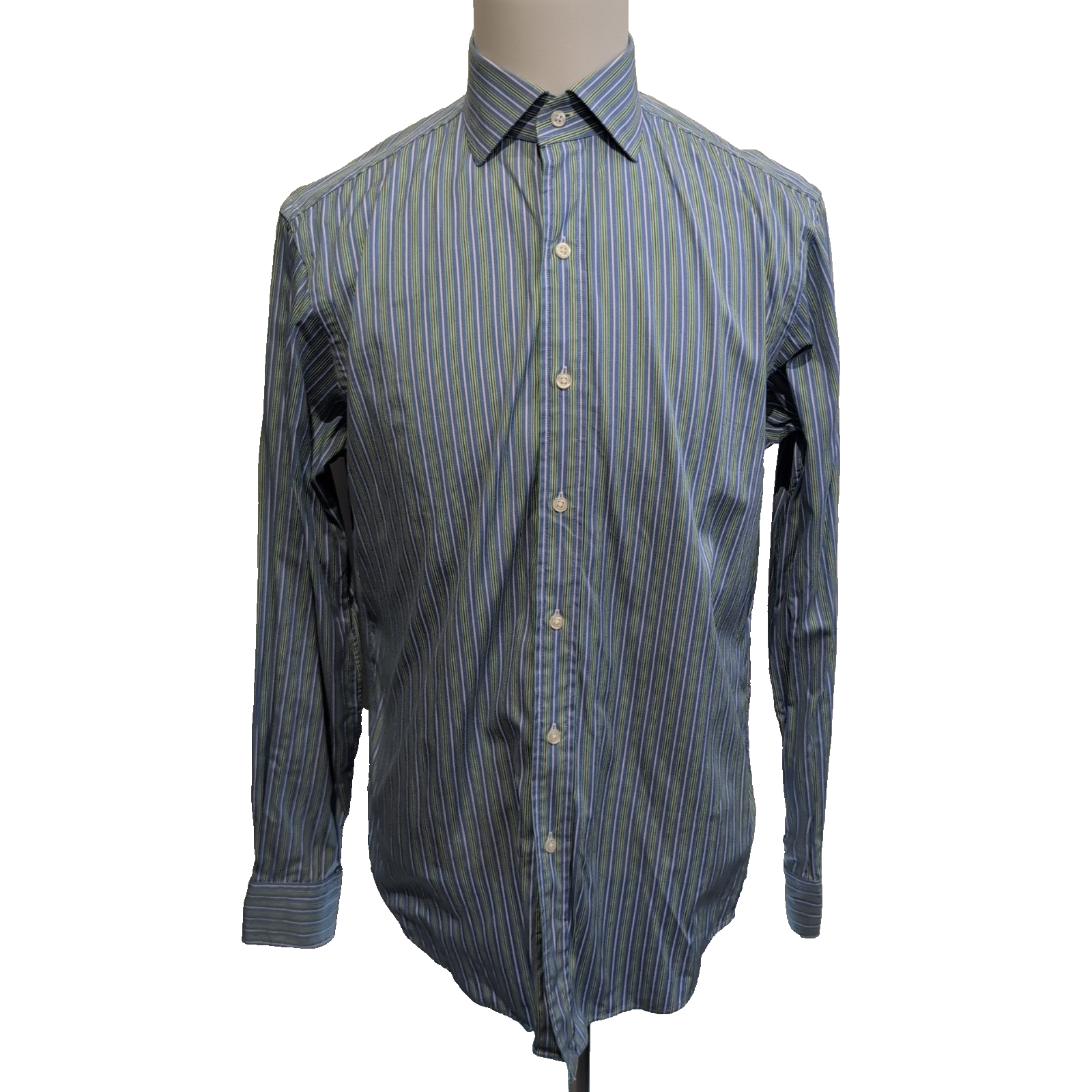 Chemise Polo Ralph Lauren Regent M/L Classic Fit Rayures Bleu Vert Coton Shirt
