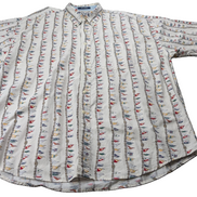 Chemise CHAPS Ralph Lauren manches courtes crème fanions nautiques shirt XL
