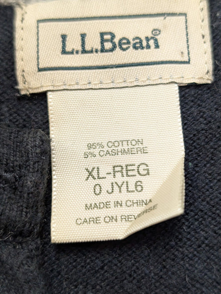 Gilet boutonné L.L. Bean vintage noir cachemire & coton femme taille XL