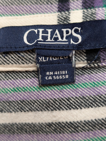 👚 CHEMISE FLANELLE FEMME CHAPS XL (TG) À CARREAUX VIOLET ZIPPÉE CASUAL