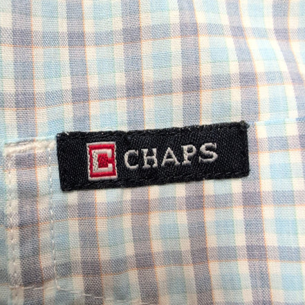 Chemise Chaps modèle Easy Care bleu petits carreaux poche manches courtes M