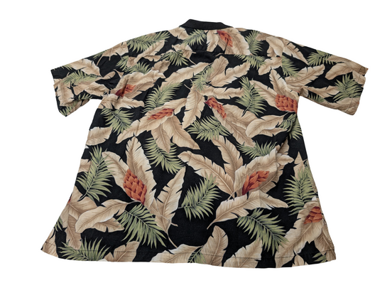 Chemise polo hawaïenne Tori Richard feuillage manches courtes taille L #575 h
