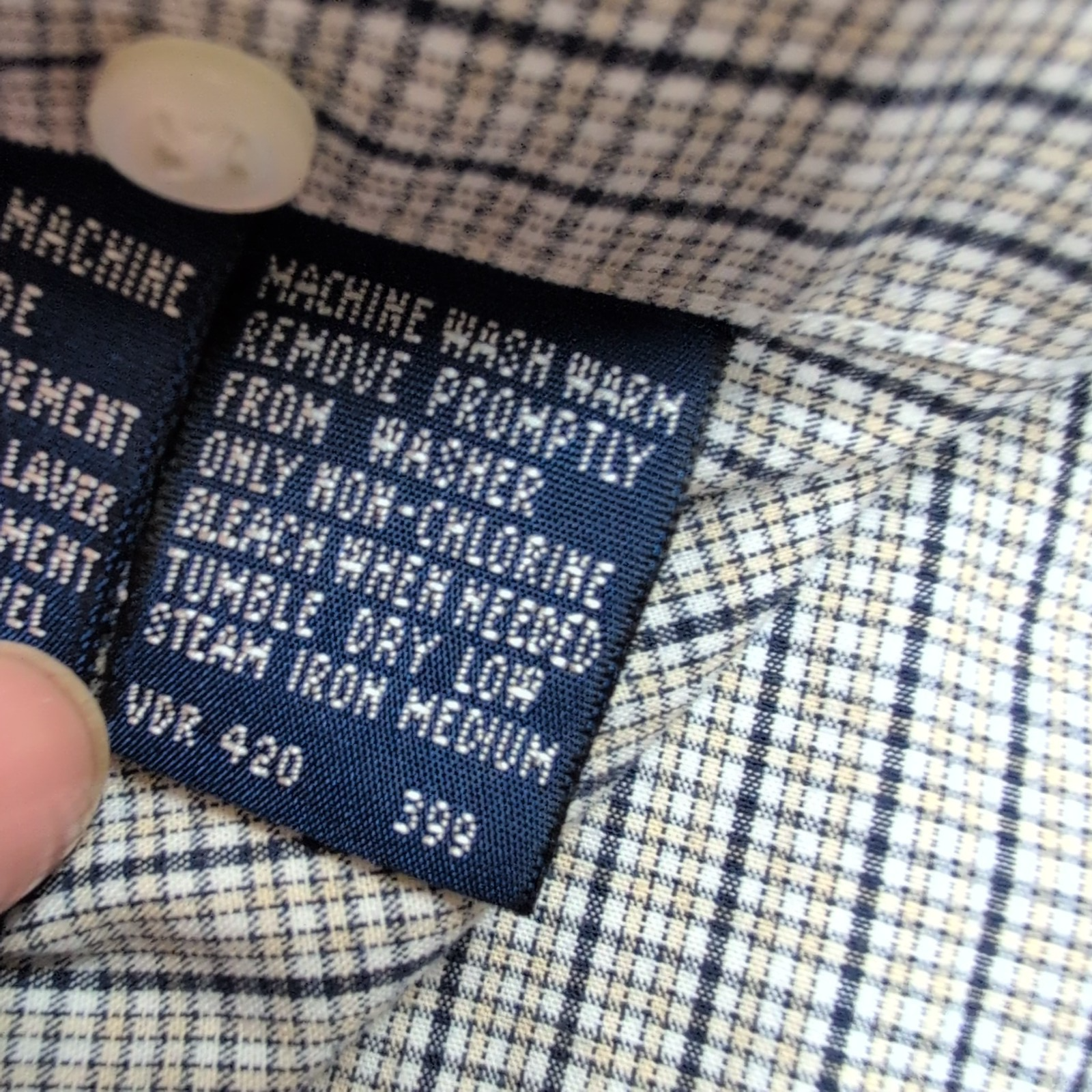 Chemise Nautica XLT Bleu Marine Gris Carreaux 100% Coton XXL manches longues