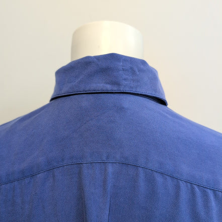 Chemise Lauren Ralph Lauren Femme S Soie Bleu Logo Écusson Doré Poche