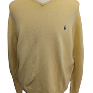 Pull Polo Ralph Lauren Col V 100% Laine d'Agneau Jaune - Taille XL (ajusté)