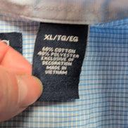Chemise Chaps bleu ciel à petits carreaux avec poche et logo manches courtes XL