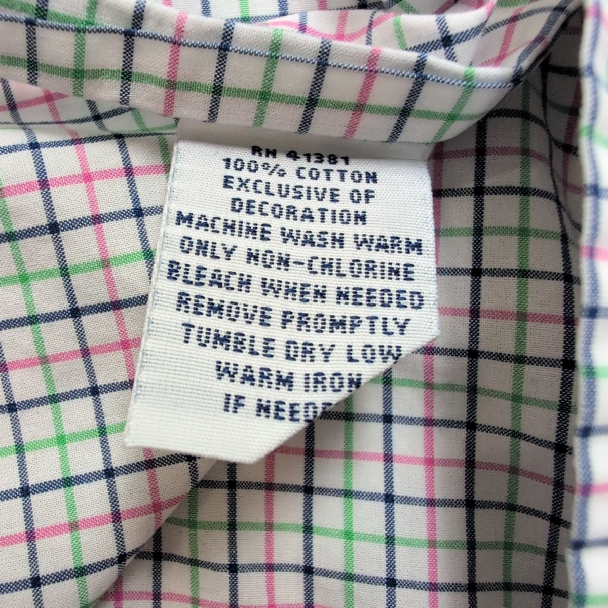 Chemise Ralph Lauren Taille L Carreaux Rose Vert Bleu 100% Coton Logo Bleu Marin
