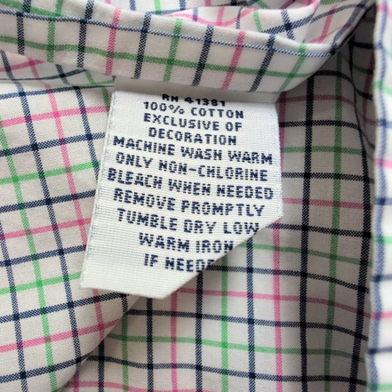 Chemise Ralph Lauren Taille L Carreaux Rose Vert Bleu 100% Coton Logo Bleu Marin