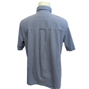 Chemise Chaps bleu à petits carreaux manches courtes à poche taille M