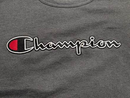 ➜ Sweat Col Rond Champion Vintage - Grand Logo Brodé - Gris - Taille M