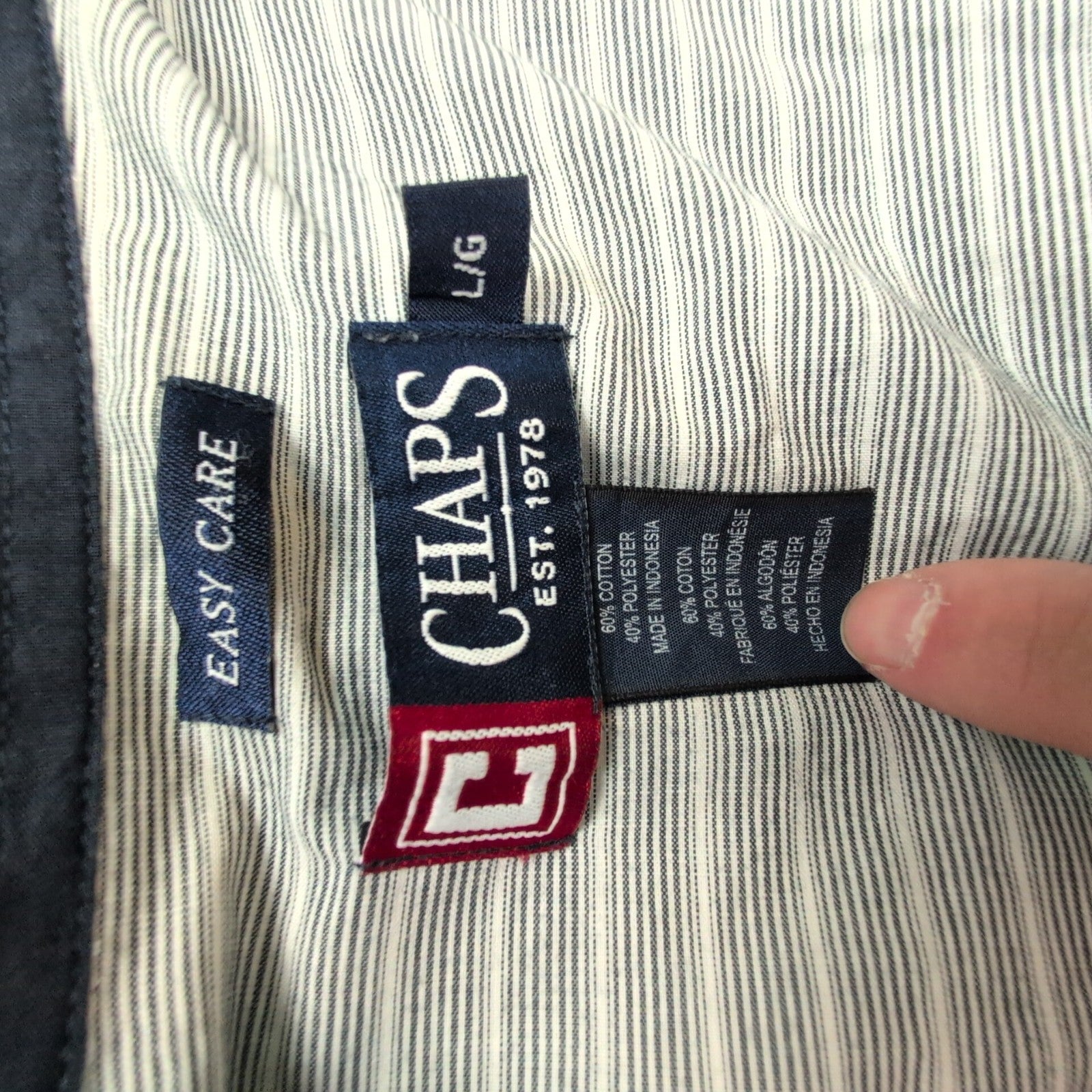 Chemise Chaps grise à rayures taille L #49e