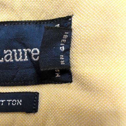 Chemise Shirt Ralph Lauren Jaune Vintage Button Down Manches Courtes L