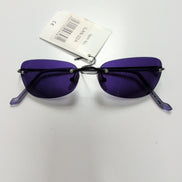 Bar-On® Lunettes de Soleil Ovales Violettes Y2K Branches Fines Métal Noir Mat