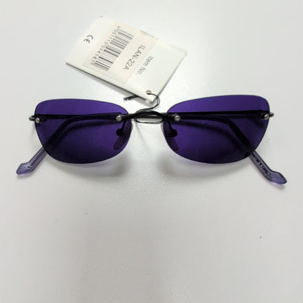 Bar-On® Lunettes de Soleil Ovales Violettes Y2K Branches Fines Métal Noir Mat