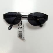 Lunettes de soleil Y2K Ovales Métal Gris Anthracite Branches Larges Noir Brillan