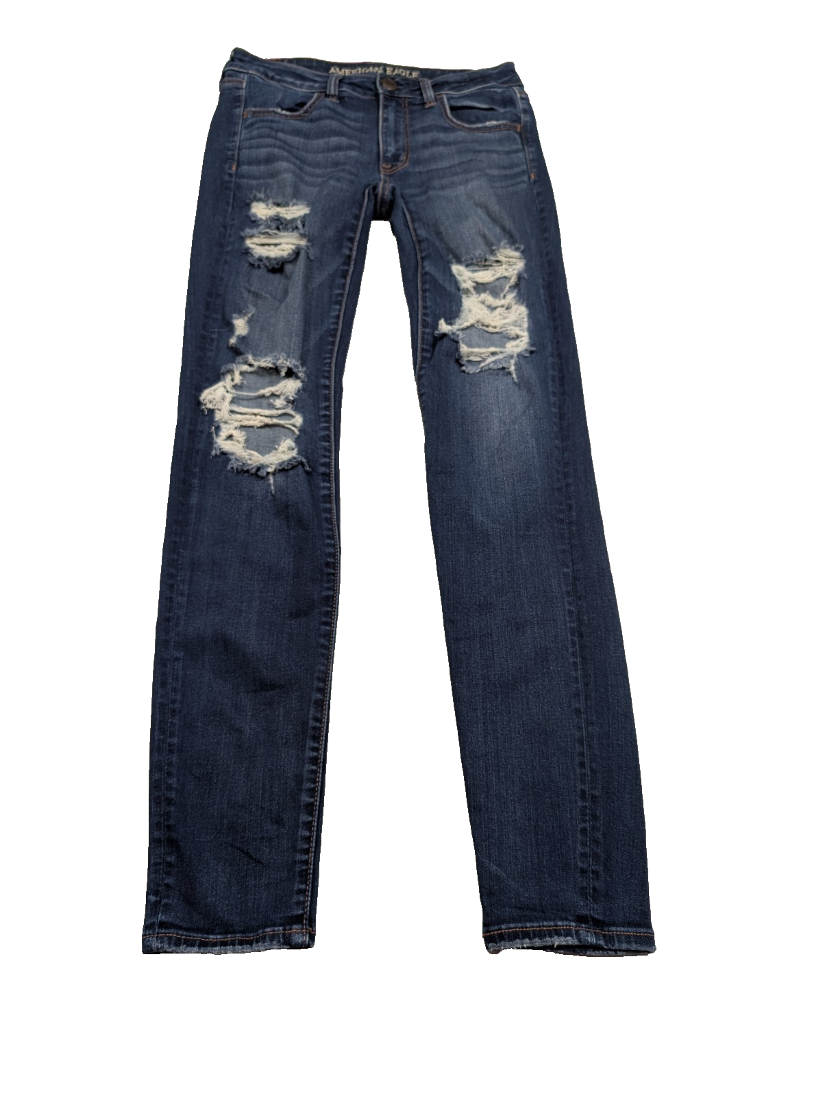 JEAN Fille AMERICAN EAGLE Taille S (6 US) Slim Fit Troué Vintage Super Stretch