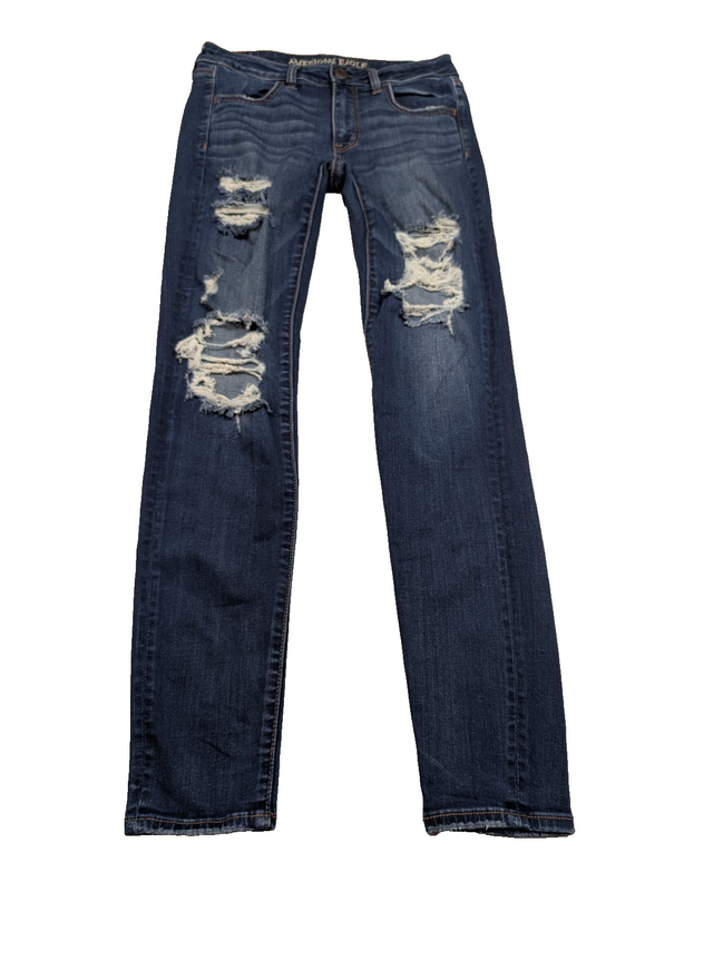 JEAN Fille AMERICAN EAGLE Taille S (6 US) Slim Fit Troué Vintage Super Stretch