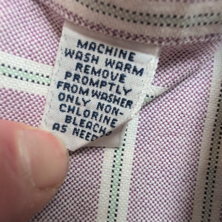 Chemise Ralph Lauren Big Shirt Vintage L Violet Pâle Rayures Logo Bleu Marine