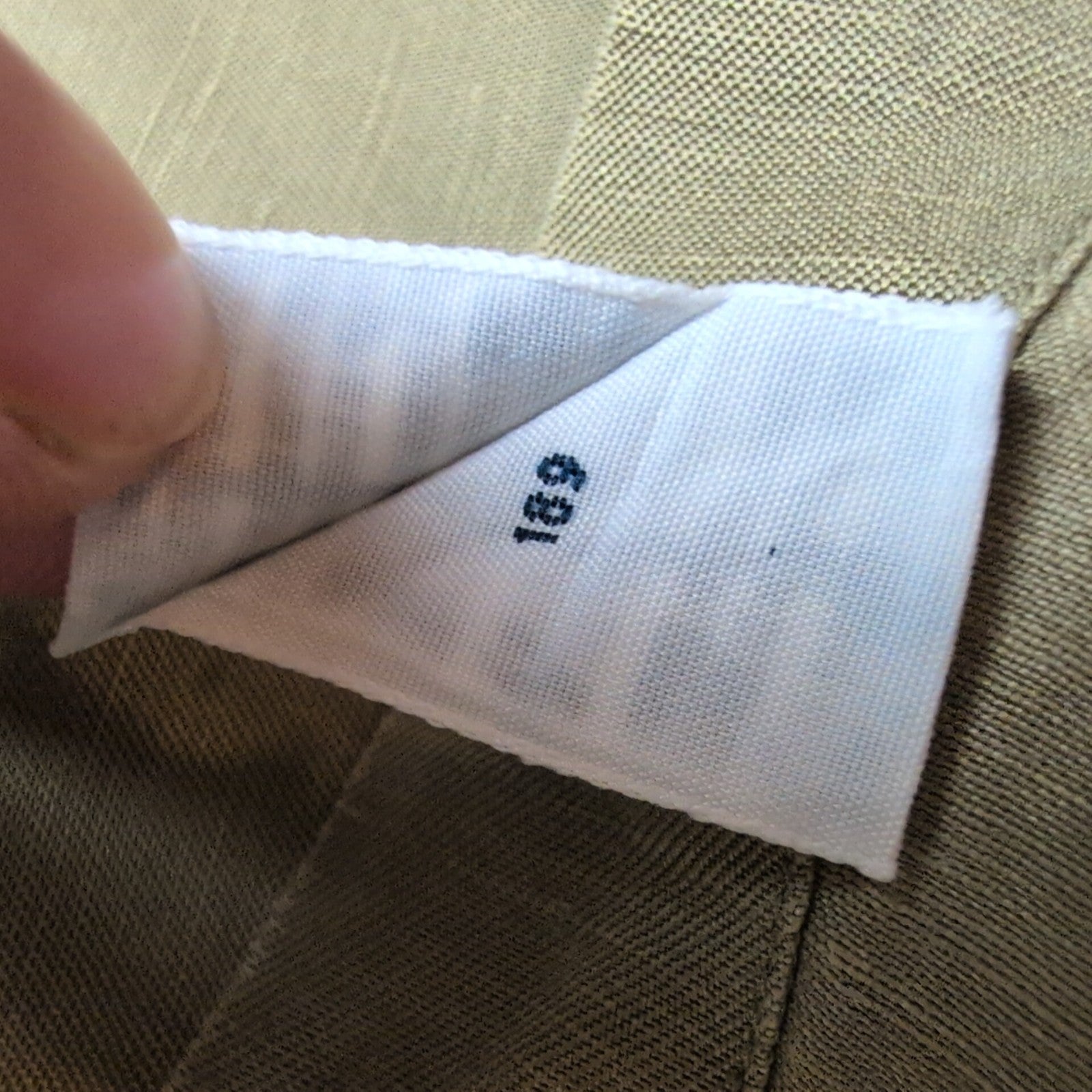 Chemise Ralph Lauren Blake XL Soie Lin Kaki Logo Bleu Marine mancheslongues