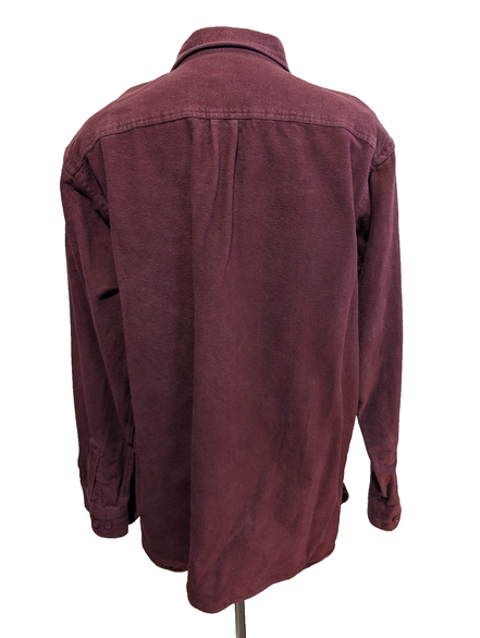 Chemise L.L.Bean T.XL TALL Chamoisette Épaisse Bordeaux Vtg 100% Coton
