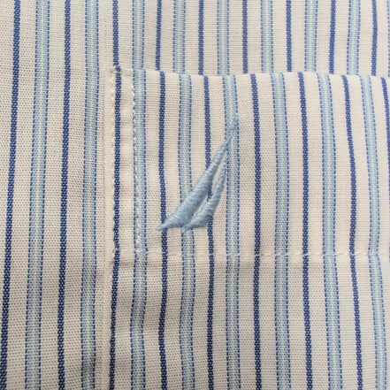 Chemise Nautica L Slim Fit Bleu Rayures Made in Mauritius Coton manches longues