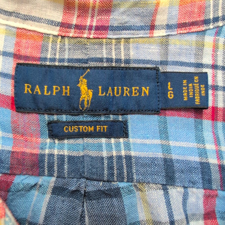 Chemise Ralph Lauren L Lin Bleu Rouge Carreaux Manches Courtes