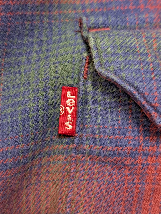 🔥Chemise LEVI'S Relaxed Flanelle Très Épaisse Bordeaux Bleu & Vert Taille M
