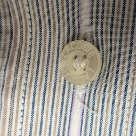Chemise Lacoste XL Bleu Rayures Made in Hong Kong 100% Coton Été