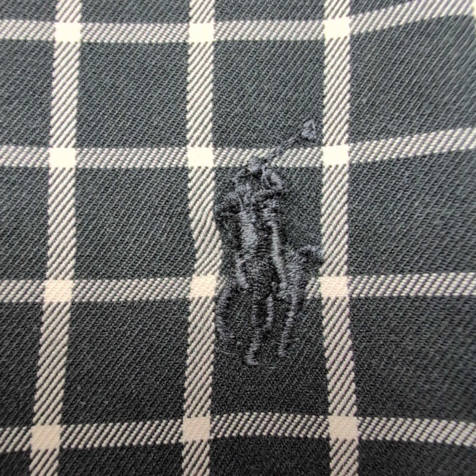 Chemise Ralph Lauren Blake Taille L Noire Carreaux Blancs 100% Coton Logo Noir