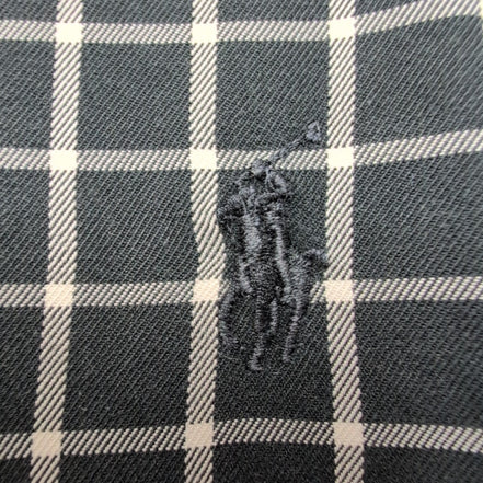 Chemise Ralph Lauren Blake Taille L Noire Carreaux Blancs 100% Coton Logo Noir