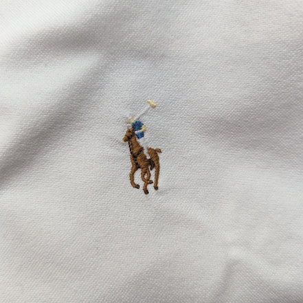 Chemise Ralph Lauren L Oxford Blanc Logo Marron Coton Manches longues