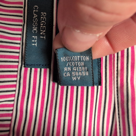 Chemise Polo Ralph Lauren Regent XL Rose Kaki Rayures Manches Longues