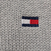 Pull Tommy Hilfiger Homme Col Rond Gris Maille Robuste - Taille XL