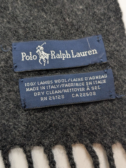 Écharpe Polo Ralph Lauren Gris Anthracite 100% Laine d'Agneau Italie