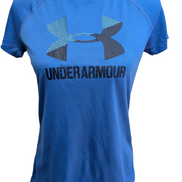 T-shirt de Sport Under Armour HeatGear Bleu Grand Logo Femme Taille S/M