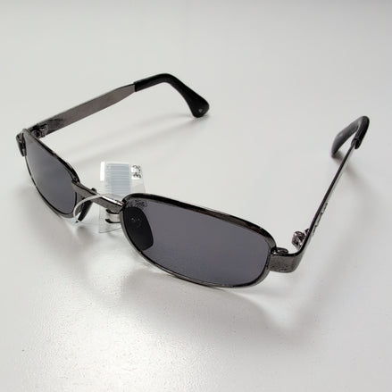 Lunettes de soleil Y2K Carrées Métal Chromé Gris Foncé Branches Larges