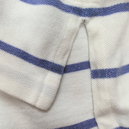Polo Ralph Lauren Homme XL Blanc Rayures Lilas Logo Vert Polo Manches Courtes