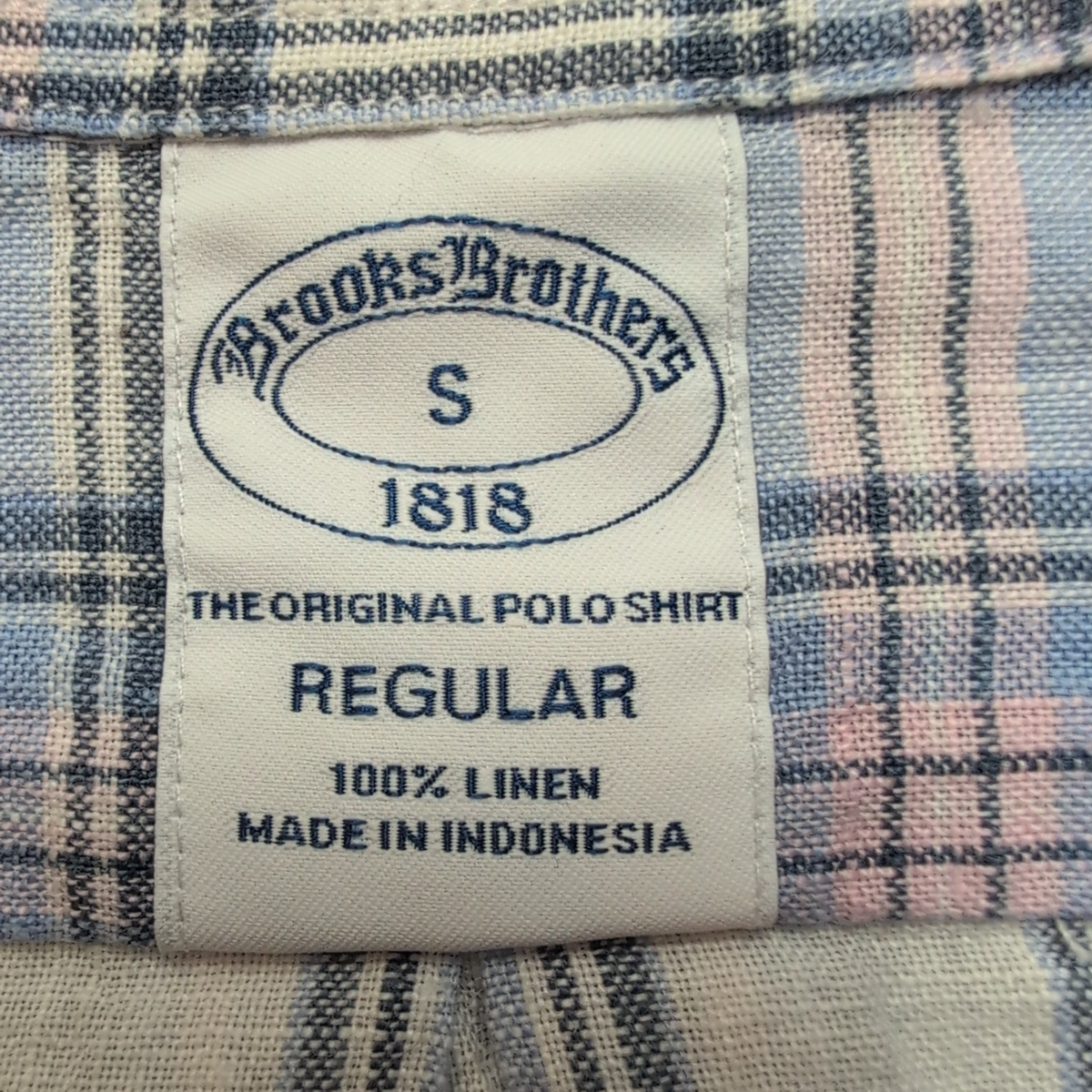 Chemise Brooks Brothers S Regular Fit Lin Carreaux Rose Bleu