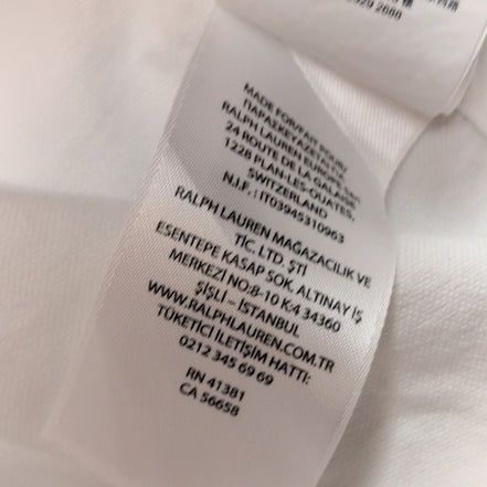 Chemise Ralph Lauren M Classic Fit blanc manches courtes logo bleu marine